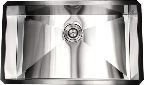 Vista 3 de Zero Radius - Fregadero de cocina de acero inoxidable de calibre 16 duradero de calibre 16 con colador de cesta elevable (30 pulgadas)