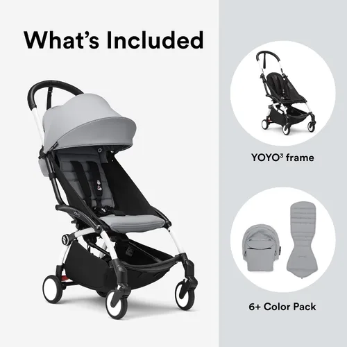 Vista 8 de Stokke YOYO3 Cochecito desde 6 meses - Incluye marco blanco/cojín de asiento color aguamarina + dosel - Se pliega y despliega en un instante