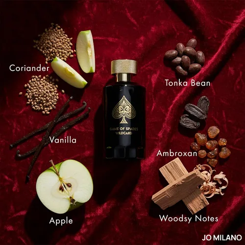Vista 7 de Jo Milano Game of Spades Wildcard Parfum Spray 3.4 oz (3.4 fl oz) Vainilla, manzana, tonka, madera de Oud, aroma a bergamota Fragancia