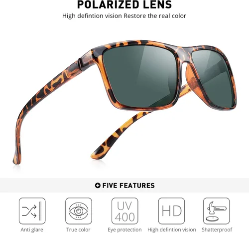 Vista 5 de MERRY'S Gafas de sol polarizadas para hombre y mujer, gafas de sol de pesca al aire