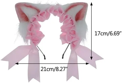 Vista 5 de Peluche con clip de orejas de gato de zorro peludo Lolita con orejas de dibujos animados para mujer diadema de pelo dulce para Halloween fiesta