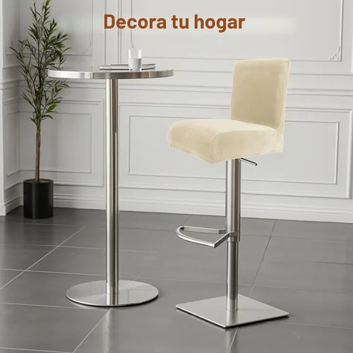 Vista 2 de Juego de 4 fundas de terciopelo para taburetes de bar, fundas elásticas suaves para taburetes de bar con respaldo, lavables, extraíbles, fundas