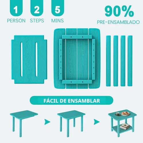 Vista 5 de Juego de sillas plegables Adirondack de 3 piezas, respaldo extra alto de 38 pulgadas y grano de madera en relieve, muebles de patio de polietileno