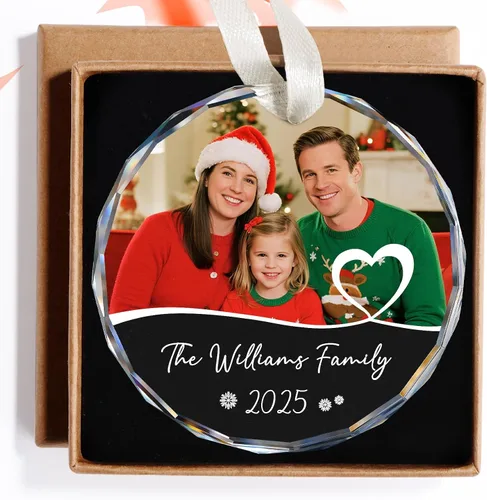 Vista 10 de Adornos de Navidad personalizados para la familia 2025, adornos de foto personalizados para decoraciones de árbol de Navidad, para baby shower
