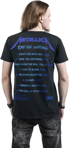 Vista 5 de Metallica Camiseta ajustada Ride The Lightning Tracks (impresión trasera) para hombre