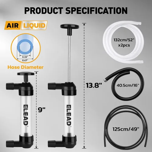 Vista 2 de Fluid Transfer Siphon Pump for Gasoline, Multi-use Liquid Transfer Pump, Max 3 GPM High Flow, Hand Pump with Inflator Hose adapter, Balloon Adapter