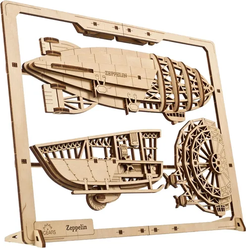 Vista 9 de UGEARS Aviones de combate enmarcados 2.5D – Kit de modelo clásico de madera de avión con Aileron móvil, hélice, rueda y toldo – Kits de modelos