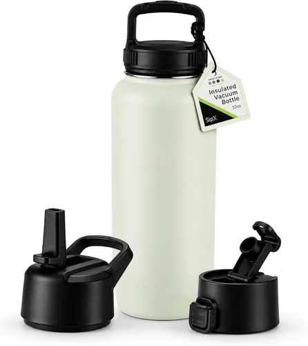 Vista 32 de SIPX™ Botella de Agua Aislada de 18 oz con 3 Tapas – Acero Inoxidable a Prueba de Fugas, Triple Aislamiento – Frío 24 Horas/Caliente 12 Horas – Negro