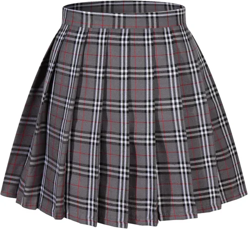 Vista 31 de Faldas plisadas a cuadros de cintura alta para mujeres y niñas, talla grande, uniforme escolar, mini disfraces de cosplay
