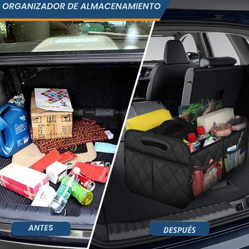 Vista 6 de Deosk Minimalist Black Car Trunk Organizer, 50L, 6 Pockets, Foldable & Waterproof Negro