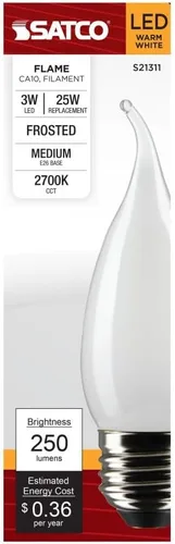Vista 5 de Satco S21311/06 - Bombillas LED E26 de 3 W, 2700 K, clasificación de 15000 horas, regulables, paquete de 6