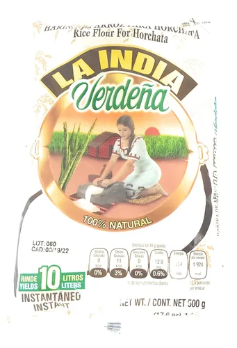 Vista 5 de La India Verdea Harina De Arroz Para Horchata 100 Natural