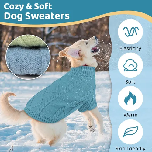 Vista 118 de Queenmore - Suéter de punto trenzado con cuello alto para perros pequeños, para climas fríos, para chihuahua, bulldog, teckel, carlino y yorkie, XS