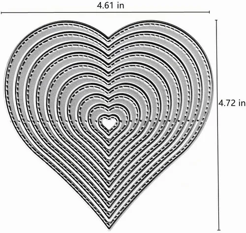 Vista 2 de 10 troqueles de corte de corazón de amor, corazones de amor para el día de San Valentín, plantillas de metal en relieve, molde de plantilla para 10
