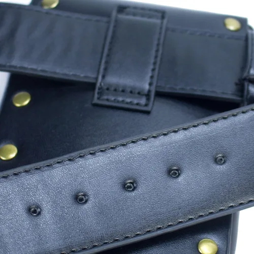 Vista 5 de Riñonera retro para mujer, riñonera para teléfono celular, steampunk, medieval, renacentista, accesorios de disfraz, Negro