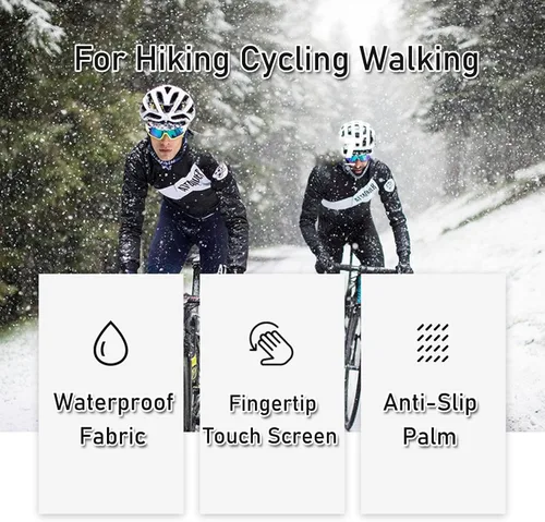 Vista 3 de Pigdun Guantes de invierno para hombres y mujeres, guantes térmicos aptos para pantallas táctiles con palma de silicona antideslizante