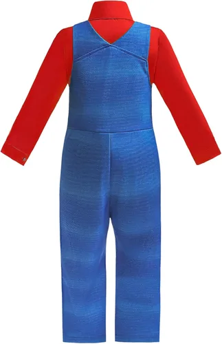 Vista 6 de GRIVOS Disfraz de Super Brother para niños, disfraz de cosplay, disfraz de fiesta de Halloween