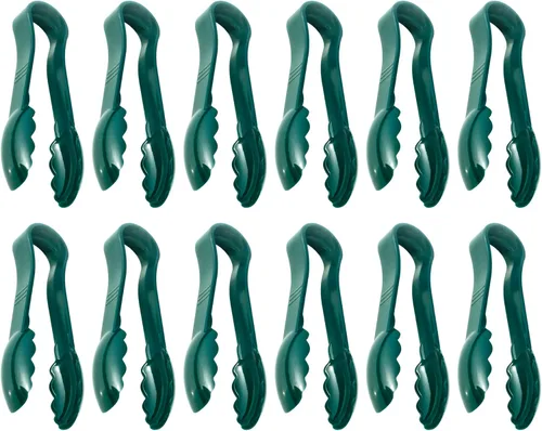 Vista 10 de New Star Foodservice 35698 Utility Tong - Pinzas de plástico de alta temperatura, festoneadas, 6 pulgadas, color negro, juego de 12