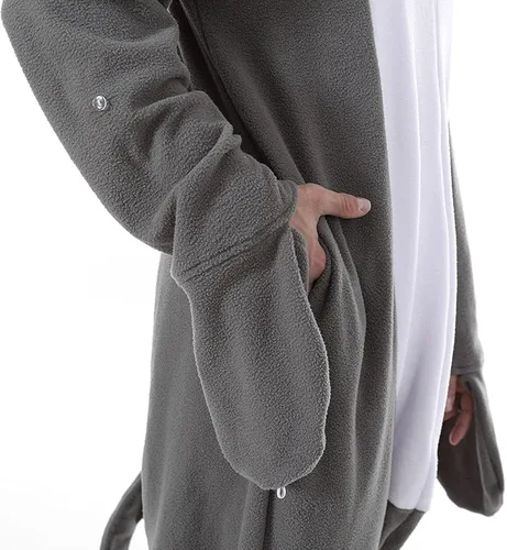 Vista 5 de EraSpooky Pijama de tiburón para adultos, disfraz de animales de una pieza con capucha, unisex