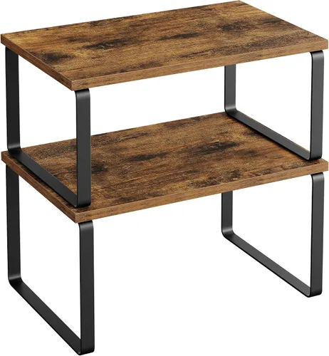Vista 33 de SONGMICS Estante Organizador de Gabinete, Juego de 2 Estantes de Encimera de Cocina, Almacenamiento de Cocina, Estante de Especias, Apilable