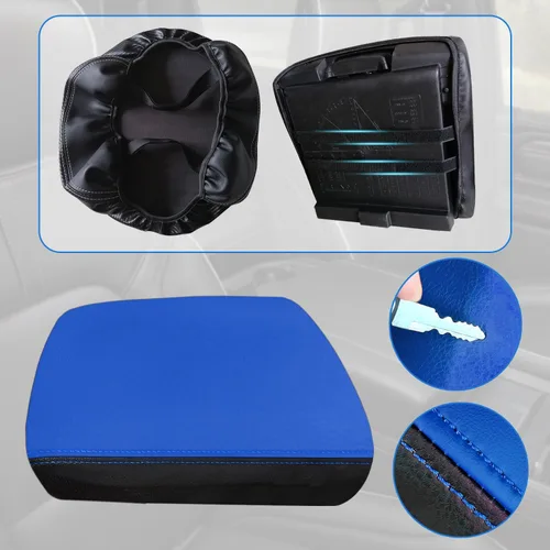 Vista 6 de Funda para reposabrazos de consola central adecuada para Dodge Ram 1500 2500 3500 2019-2023 con asiento de cubo, protector de piel antiarañazos