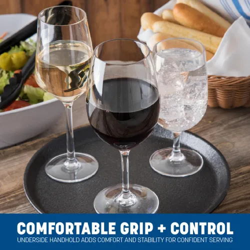 Vista 6 de Carlisle FoodService Products 1100GL004 GripLite Bandeja redonda antideslizante con forro de goma, 11 pulgadas de diámetro, color negro