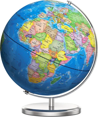 Vista 10 de Orionstar Globo mundial grande de 13 pulgadas con soporte, globo educativo para el aprendizaje de los niños, detalles coloridos del mapa del mundo