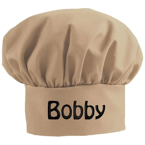 Vista 6 de Sombrero de chef bordado personalizado 65/35 poliéster/algodón fabricado en los Estados Unidos, Negro
