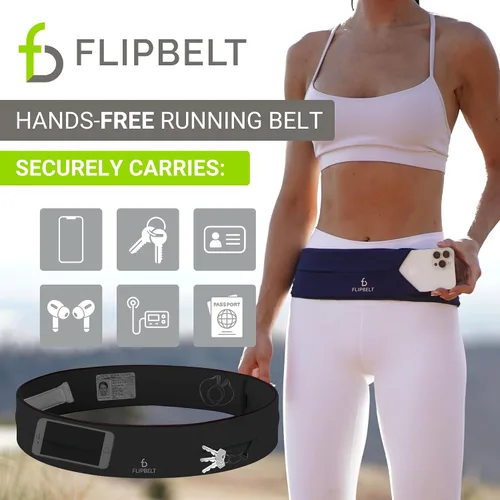 Vista 2 de FlipBelt - Cinturón de correr clásico, riñonera para correr unisex, empresa de EE. UU