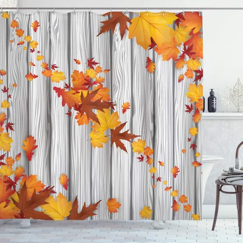 Vista 19 de Ambesonne Cortina de ducha de gato, diseño bohemio de estilo étnico con poses de gatitos sentados y acostados, juego de decoración de baño de tela