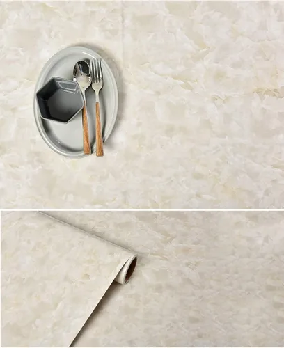 Vista 4 de PoetryHome Papel de contacto de vinilo extraíble de mármol blanco cremoso grantie para encimera, mesa, protector contra salpicaduras, autoadhesivo