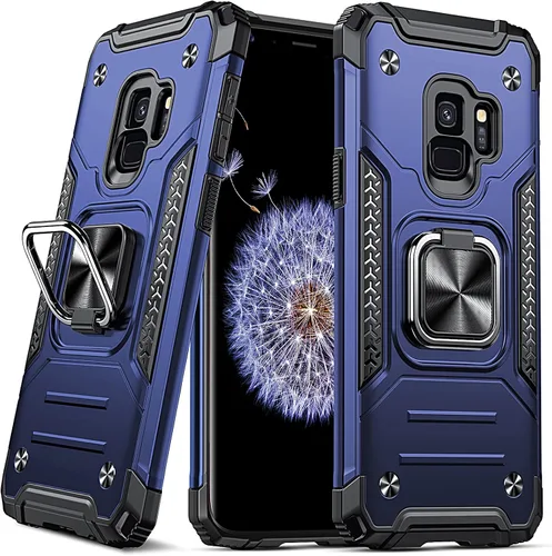 Vista 85 de DASFOND Diseñada para funda Galaxy S8 con soporte, anillo metálico giratorio mejorado de 360°, soporte kickstand de grado militar, resistente a