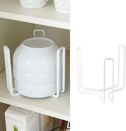 Vista 18 de Soporte para Platos y Cuencos de Vajilla Apto para Cuencos de 6.5 Pulgadas de Diámetro, Estante de Exhibición y Almacenamiento de Cuencos de Metal
