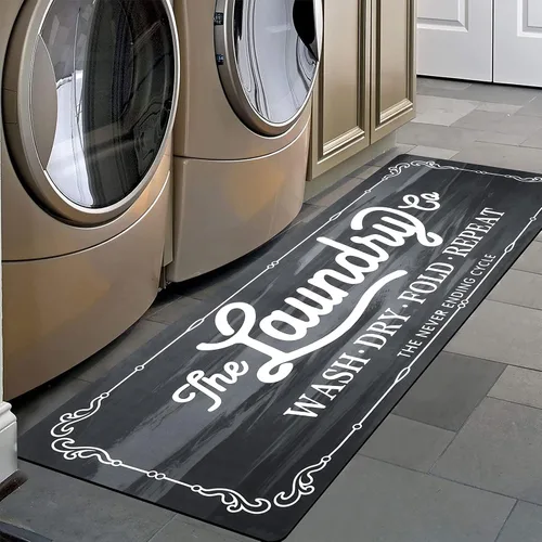 Vista 33 de Pauwer - Alfombra de cocina estilo granja, 20"X48", beige, antideslizante, lavable, hecha a máquina Goma, lavable, duradero, fácil de limpiar