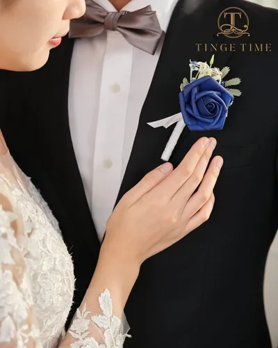 Vista 3 de TINGE TIME Boutonniere - Juego de 6 boutonniere de boda para hombre, Boutonniere para novio, novio y padrino, juego para baile de graduación, boda