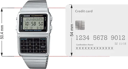 Vista 7 de Casio reloj de plata tono 25 con banco de datos con calculadora de memoria para hombre