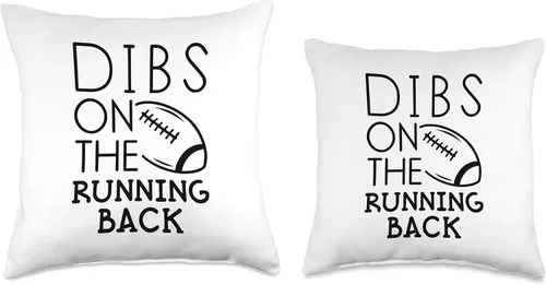 Vista 3 de Funny Football Season Tees Dibs On The Running Back Football Wife Girlfriend Girl RB QB Throw Pillow, 16x16, Multicolor
