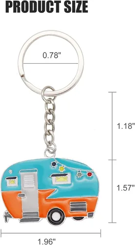 Vista 2 de 2 llaveros Happy Camper, encantadora llave de campista, juego de llaveros para pareja, llavero de regalo (azul + amarillo), Amarillo