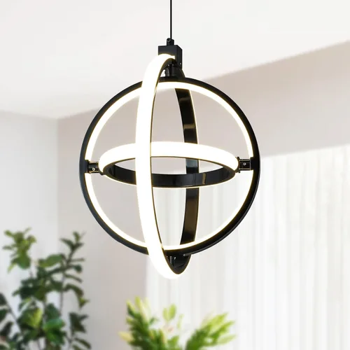 Vista 14 de Lámpara LED moderna con anillo dorado, lámpara colgante de 4000 K, regulable en altura ajustable, iluminación colgante para comedor, cocina, isla