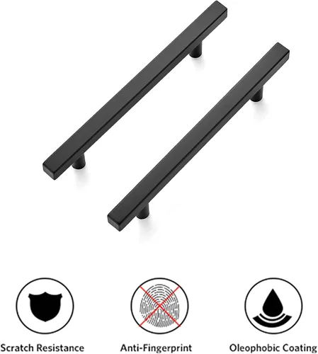 Vista 8 de Ravinte Paquete de 1 tirador cuadrado de 7.38 pulgadas de acero inoxidable negro mate para cajones de cocina, manijas de gabinete de 7-3/8 pulgadas