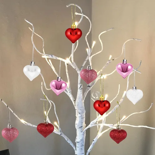 Vista 8 de Árbol de San Valentín, centro de mesa para el día de San Valentín, decoraciones iluminadas de San Valentín para oficina, hogar, mantel de San