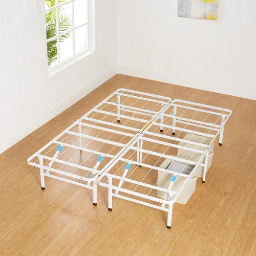 Vista 2 de Amazon Basics Armazón de Cama de Plataforma Full, Metal Plegable, Instalación sin Herramientas, 14 Pulgadas de Alto, Blanco