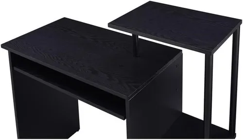 Vista 6 de Acme Lyphre - Escritorio rectangular de madera para computadora con bandeja para teclado en color negro