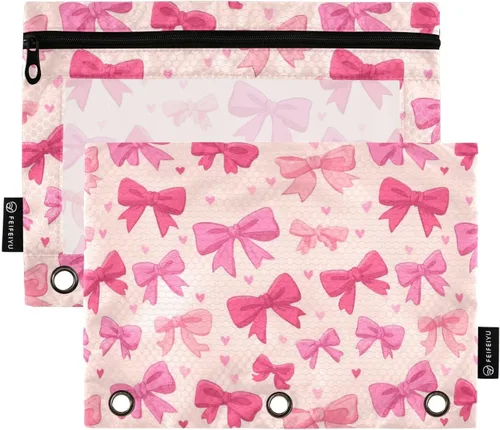 Vista 23 de SHJI Bolsas para carpetas, estuche para lápices Star Galaxy para carpetas de 3 anillas, paquete de 2 bolsas transparentes con cremallera