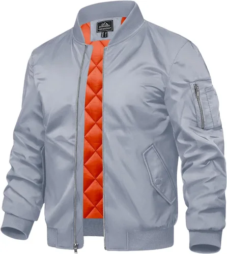 Vista 7 de TACVASEN - Chaqueta bomber para hombre, cortavientos, chaqueta térmica acolchada, abrigada, para invierno