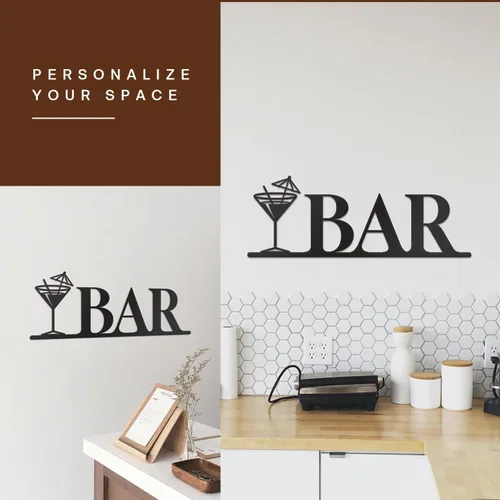 Vista 7 de Vivegate Decoración de pared de barra de metal, letras modernas de barra negra para decoración de bar del hogar