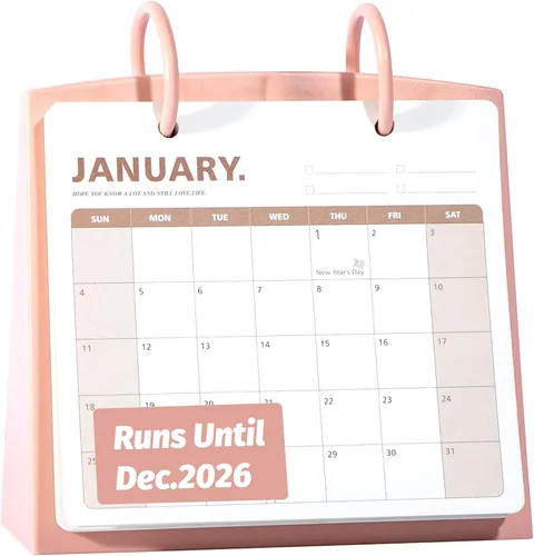 Vista 15 de Calendario de Escritorio Pequeño 2026 de Enero a Diciembre, Calendario Mensual Decorativo de Voltear para Escritorio con Citas Motivacionales, Linda