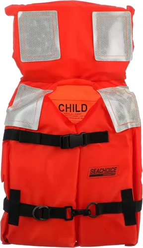 Vista 5 de SEACHOICE Chaleco y chaqueta comercial tipo I para uso en alta mar, naranja fluorescente, paneles reflectantes, varios tamaños
