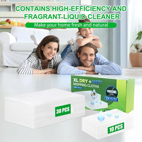 Vista 2 de Juego de 40 paños de trapeador XL secos + húmedos para trapeador Swiffer Sweep XL, almohadillas desechables para trapeador XL, incluye 30 paños