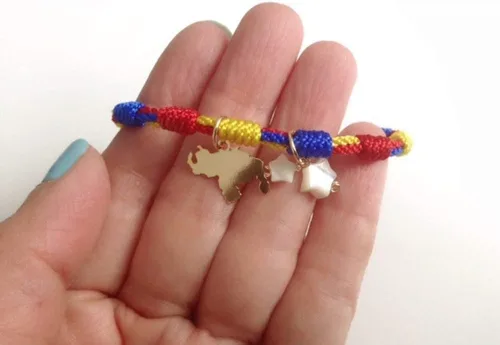 Vista 6 de Venezuela Tricolor Pulsera Mapa Estrellas Colgantes Vinotinto Regalos